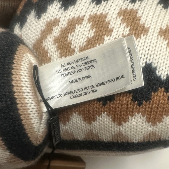 BURBERRY BABY BEIGE FAIR ISLE WOOL THOMAS TEDDY BEAR TAN AND BROWN PATTERNED NWT - Picture 15 of 17